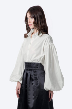 Off White Puffy Sleeves Shirt
