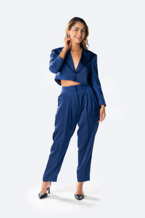 Blue Pants & Cropped Jacket