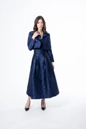 Blue Jacquard Jacket & Skirt