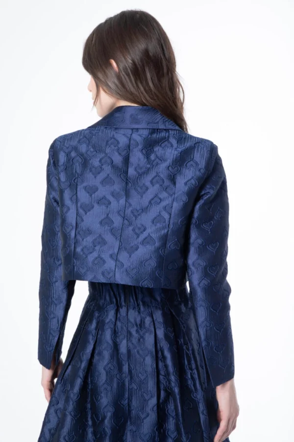 Blue Jacquard Jacket & Skirt - Image 5